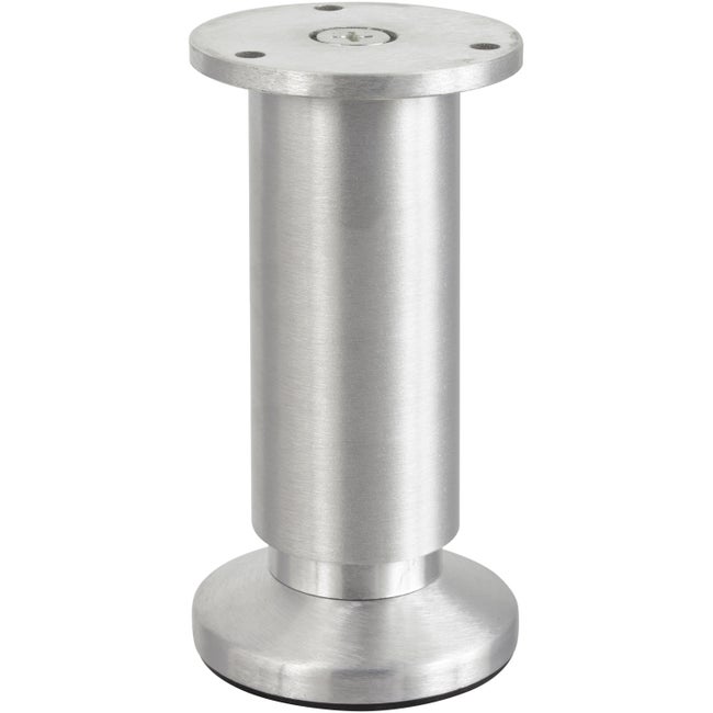 Pied De Meuble Cylindrique Réglable Aluminium Brossé Gris De 12 à 14 Cm
