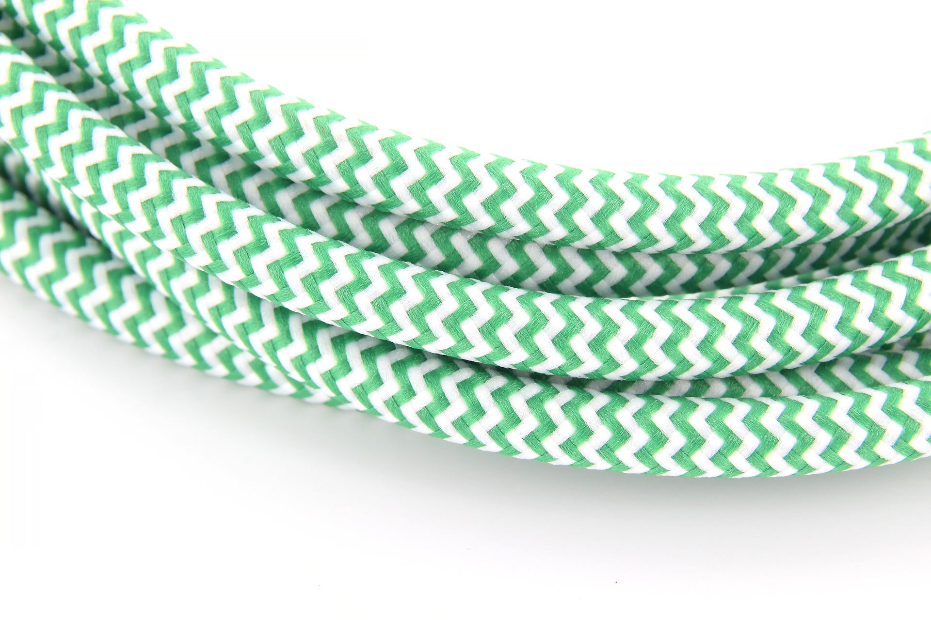 Câbles Textile 2x0,75 h03vv lin Fibre Tressage Zigzag-Zack Nature//Vert ronds